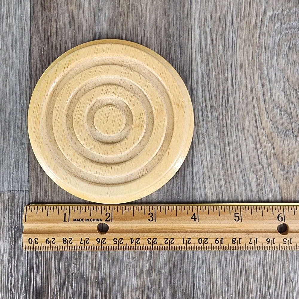 Kamenstein‎ Natural Wood Coaster Set with Caddy 6 Piece Round Concentric Rings